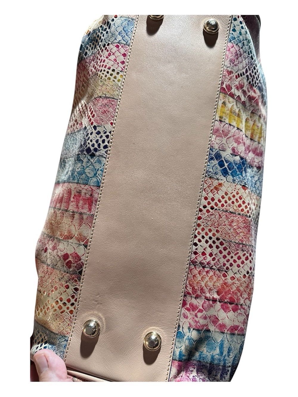 Elisa Multi-Color Snake-Print Leather Tote Bag by Brahmin - Picture 3 of 16